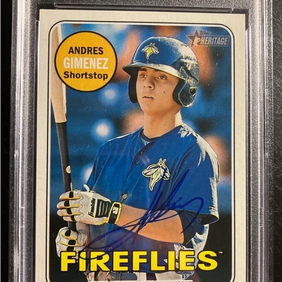 2018 Topps Heritage Minor League Andres Gimenez Real One Autographs #AG PSA 10 - Picture 2 of 4